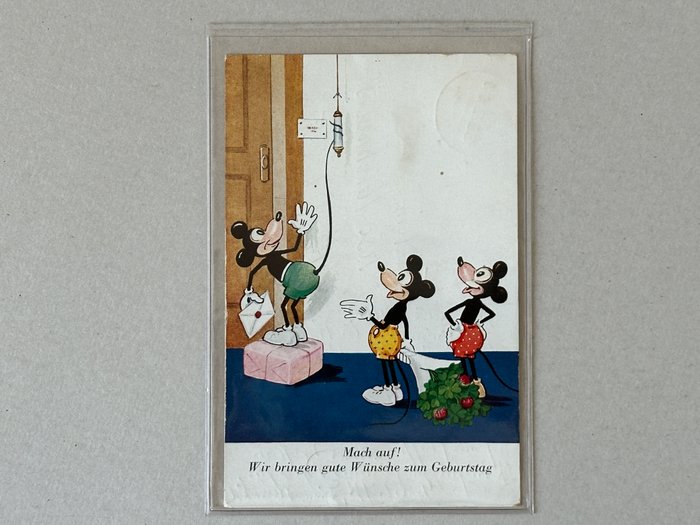 Mickey Mouse Bonzo - 4 Tillykke kort - W Hagelberg AG - 1932