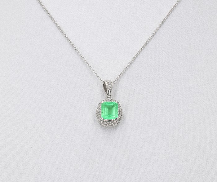 Ingen mindstepris - Halskæde Platin -  1.88ct. tw. Smaragd - Diamant - Colombia