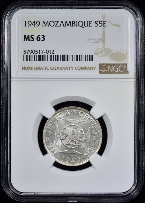 Portugisisk Mozambique. Republic. 5 Escudos 1949 - NGC - MS 63  (Ingen mindstepris)