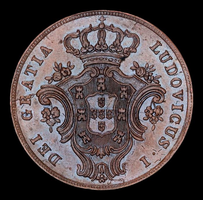 Azores, Portugal. D. Luís I (1861-1889). 10 Reis 1865  (Ingen mindstepris)