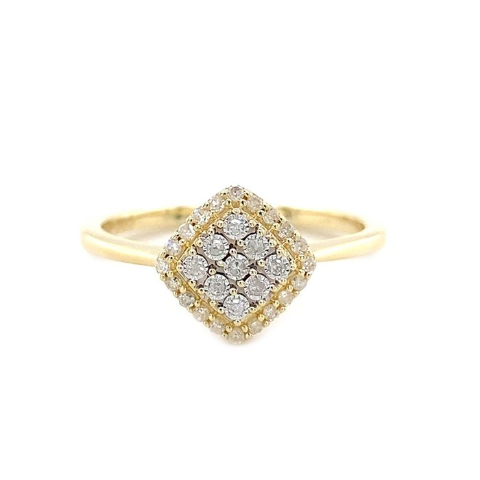 Ingen mindstepris - Ring - 14 karat Gulguld -  0.13ct. tw. Diamant (Natur)