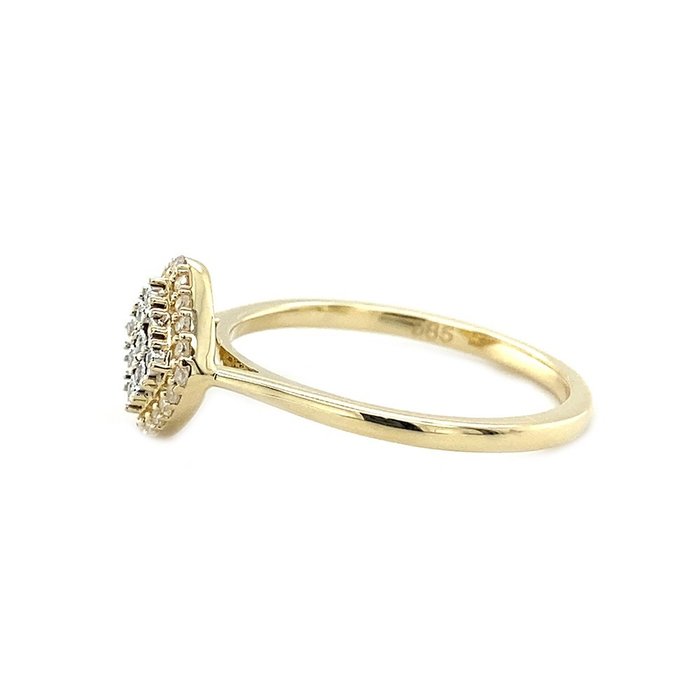 Ingen mindstepris - Ring - 14 karat Gulguld -  0.13ct. tw. Diamant (Natur)