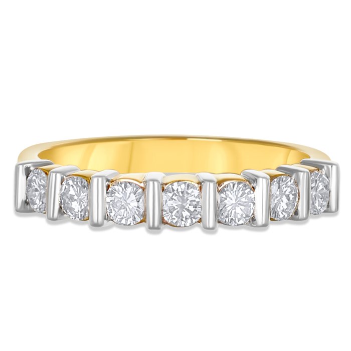 Ring - 18 kraat Gulguld, Hvidguld -  0.98ct. tw. Diamant (Natur)