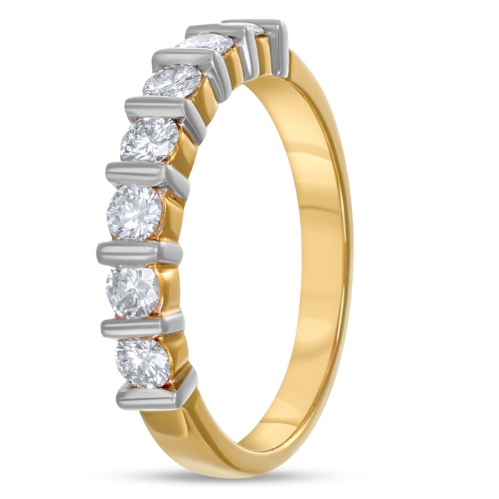 Ring - 18 kraat Gulguld, Hvidguld -  0.98ct. tw. Diamant (Natur)