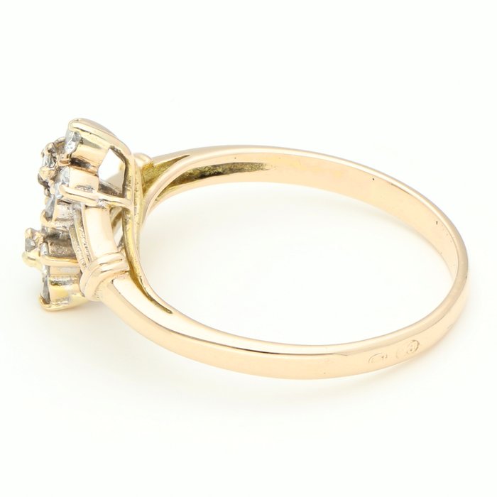 Ring - 14 karat Gulguld -  036ct tw Diamant (Natur)