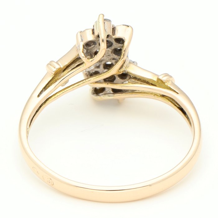 Ring - 14 karat Gulguld -  036ct tw Diamant (Natur)