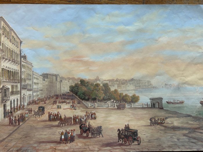 Gioacchino La Pira (act. 1839-1870), Circle of - Napoli da Mergellina