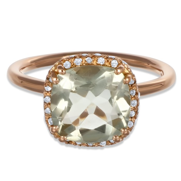 Ring - 18 kraat Gulguld, Prestolit -  3.78ct. tw. - Diamant