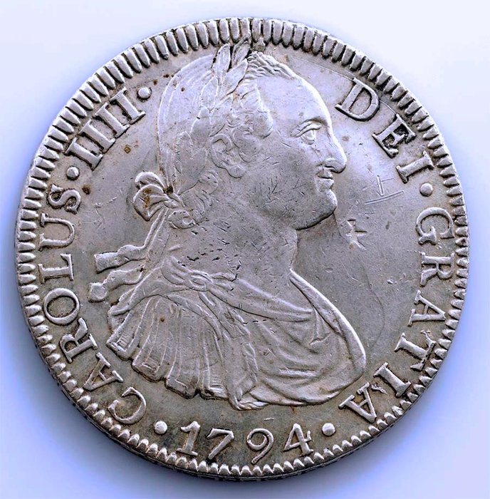 Spanien. Carlos IV (1788-1808). 8 Reales 1794 FM. México - BRILLO ORIGINAL