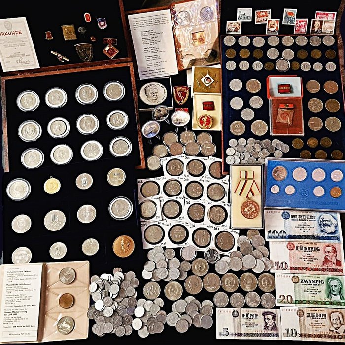 Tyskland, Demokratiske Republik. Lot GDR over 280 commemorative and circulation Coins with SILVER, Medals  Orders 1948-1989  (Ingen mindstepris)