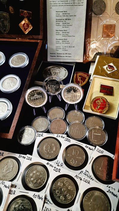 Tyskland, Demokratiske Republik. Lot GDR over 280 commemorative and circulation Coins with SILVER, Medals  Orders 1948-1989  (Ingen mindstepris)