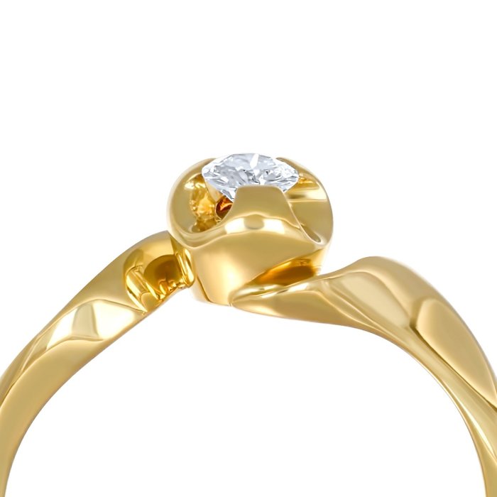 Ring - 18 kraat Gulguld -  0.14ct. tw. Diamant (Natur)