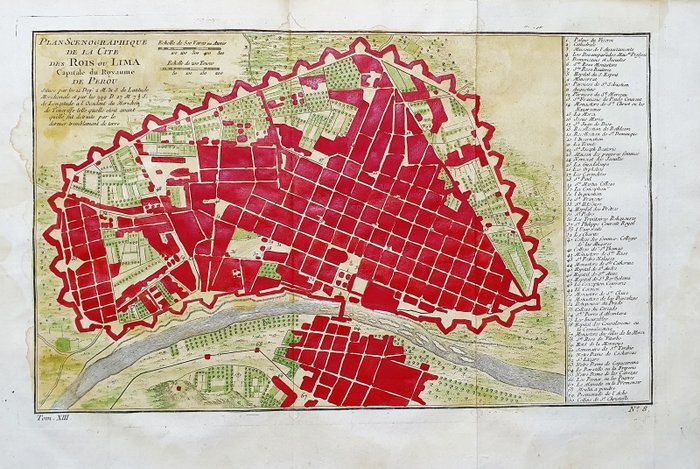 America - Sydamerika / Peru / Lima; La Haye / P. de Hondt / J.N. Bellin - Plan Scenographique de la Cite des Rois ou Lima, Capitale du Royaume de Perou - 1721-1750