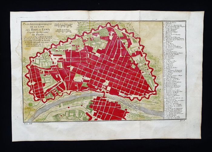 America - Sydamerika / Peru / Lima; La Haye / P. de Hondt / J.N. Bellin - Plan Scenographique de la Cite des Rois ou Lima, Capitale du Royaume de Perou - 1721-1750