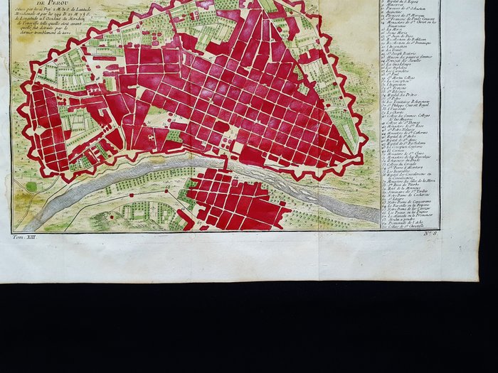 America - Sydamerika / Peru / Lima; La Haye / P. de Hondt / J.N. Bellin - Plan Scenographique de la Cite des Rois ou Lima, Capitale du Royaume de Perou - 1721-1750