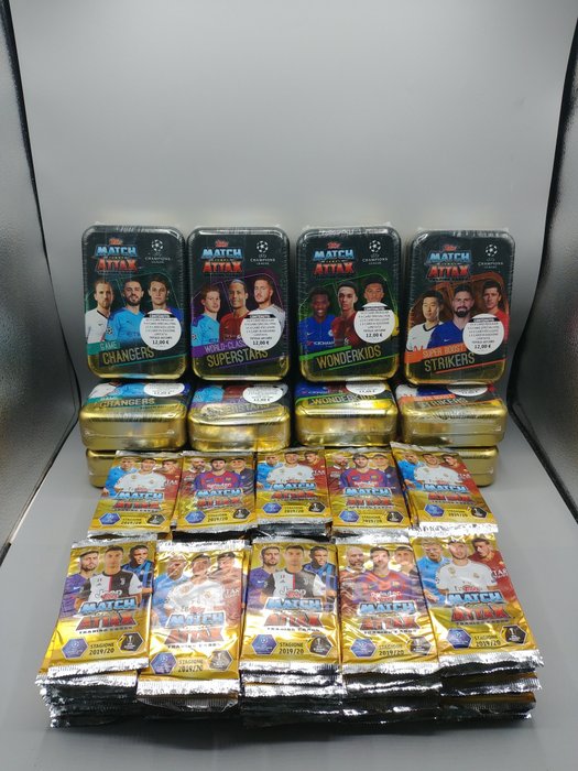 2019/20 Topps Match Attax 12 Tin Boxes + 200 sealed packs - 1 Mixed collection - Næsten så god som ny (NM)