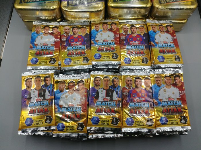 2019/20 Topps Match Attax 12 Tin Boxes + 200 sealed packs - 1 Mixed collection - Næsten så god som ny (NM)