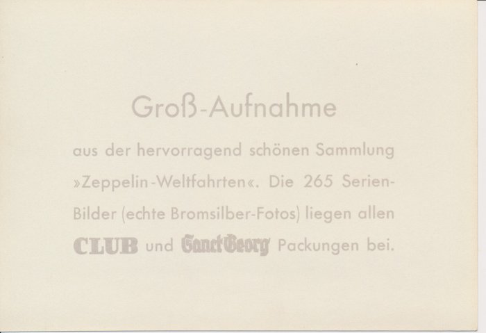 Tyske imperium - Zeppelin  - 5 billeder i ægte bromsølv i stort format fra "Zeppelin Series No. 2" med kuvert - Rückseitig mit Zudruck " Groß-Aufnahme aus der Serie Zeppelin Weltfahrten"