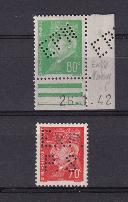 Frankrig 1941/1942 - perforeret sort Saumur Expo og Nancy Expo - Yvert n°511d et 513 a