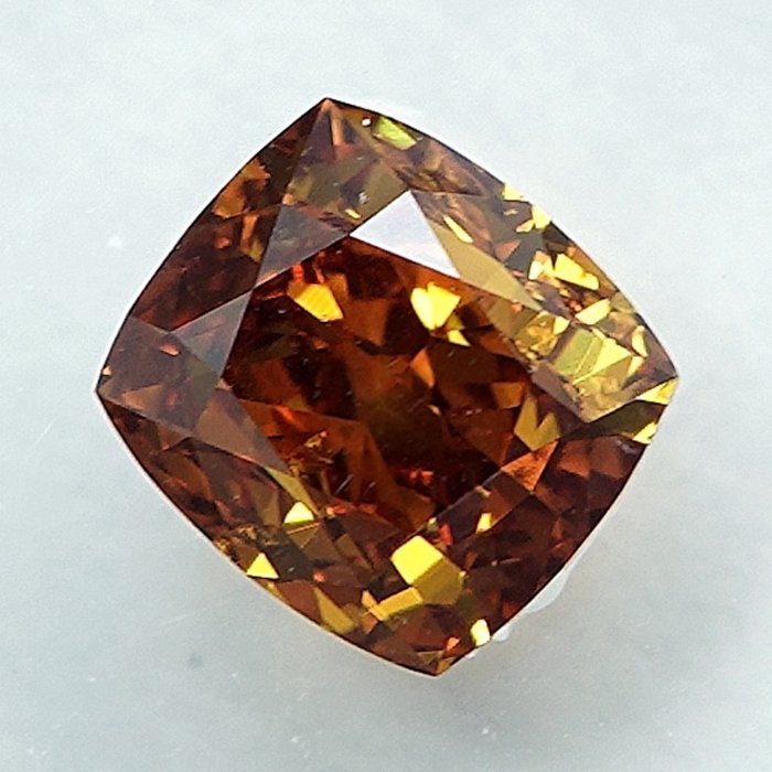 1 pcs Diamant  (Naturfarvet)  - 0.56 ct - Fancy intense Orange nuance Gul - SI1 - International Gemological Institute (IGI)