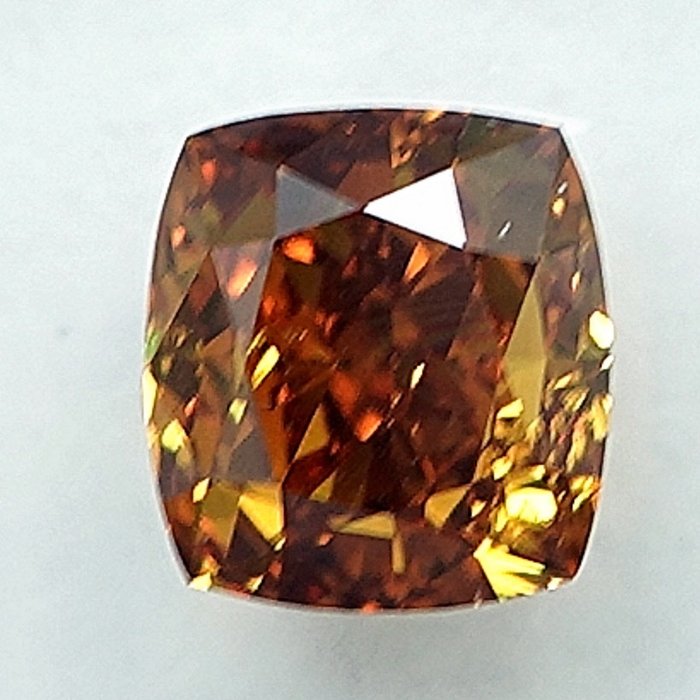 1 pcs Diamant  (Naturfarvet)  - 0.56 ct - Fancy intense Orange nuance Gul - SI1 - International Gemological Institute (IGI)