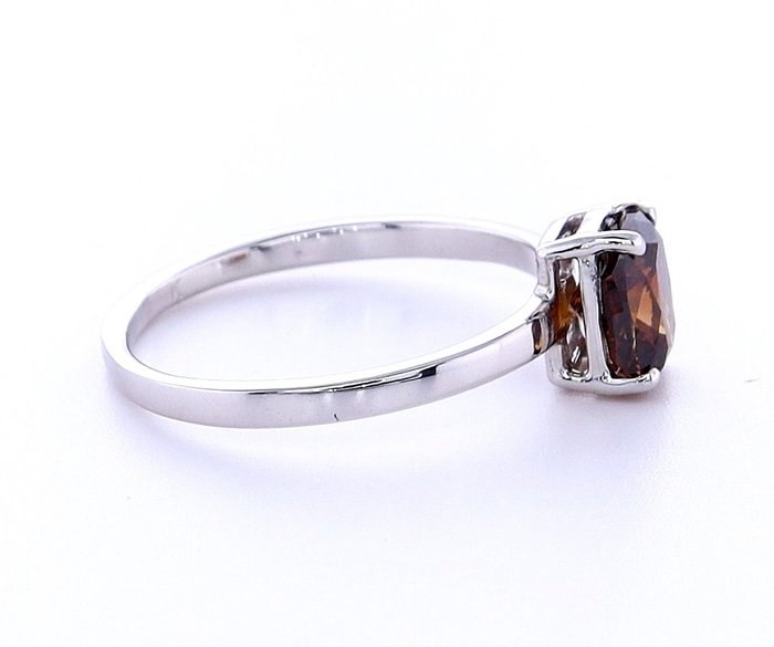 Ring - 14 karat Hvidguld -  103ct tw Diamant (Naturfarvet)