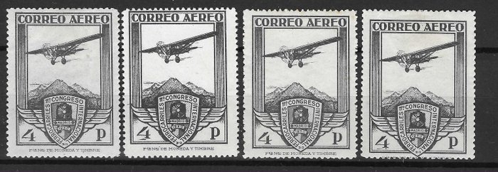 Spanien 1930 - 11. internationale jernbanekongres, luftfoto - Edifil 488r , 488ra , 488rb y 488rc