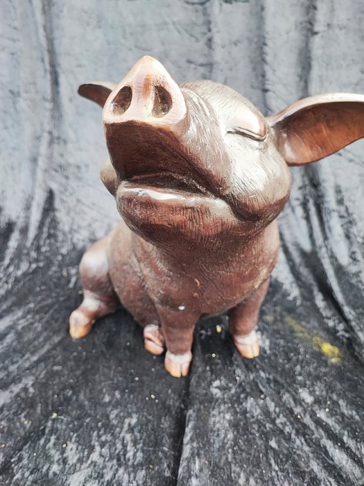 Skulptur, Pig sitting - 60 cm - Bronze