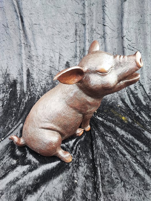 Skulptur, Pig sitting - 60 cm - Bronze