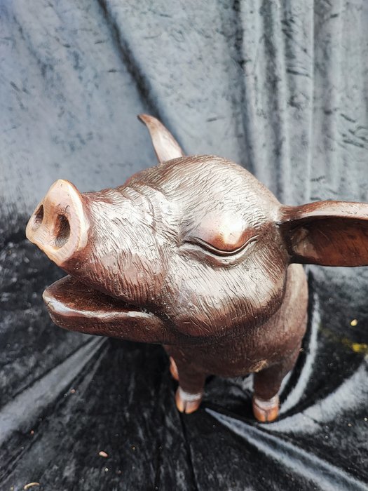 Skulptur, Pig sitting - 60 cm - Bronze