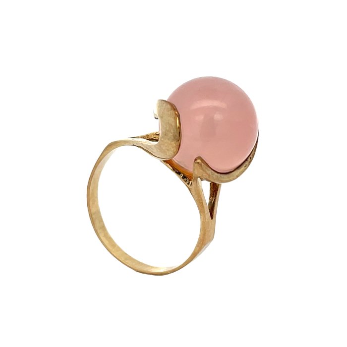 Ingen mindstepris - Ring - 8 karat Gulguld - Rose Quartz Art Nouveau