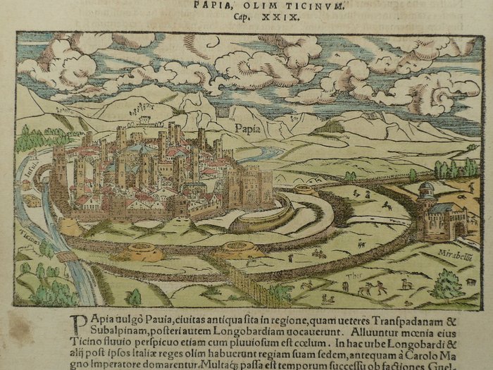 Italien - Lombardiet, Pavia; Sebastiaan Münster - Papia - 1561-1580