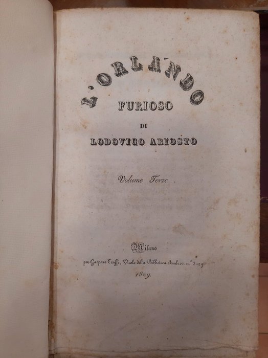 Ariosto Lodovico - L'orlando Furioso - 1828