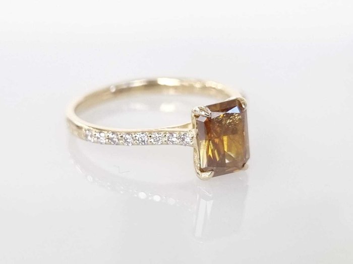 Cocktailring - 14 karat Gulguld -  136ct tw Gul Diamant (Naturfarvet)