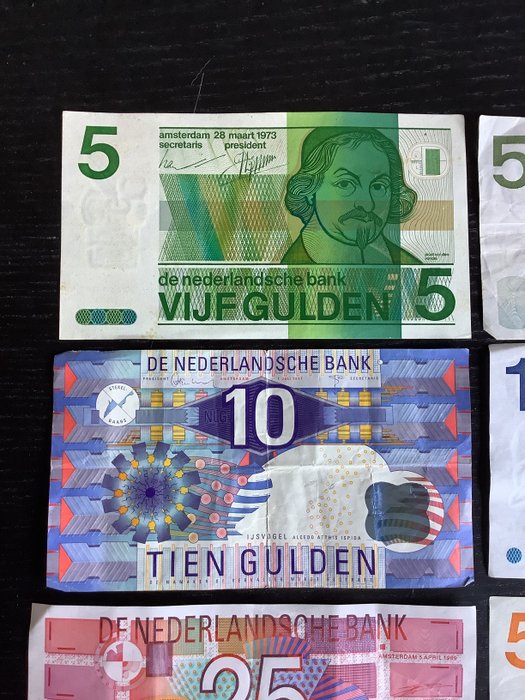 Holland. - 9 banknotes - including 1000 gulden 1972 - various dates  (Ingen mindstepris)