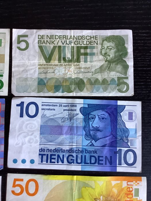 Holland. - 9 banknotes - including 1000 gulden 1972 - various dates  (Ingen mindstepris)