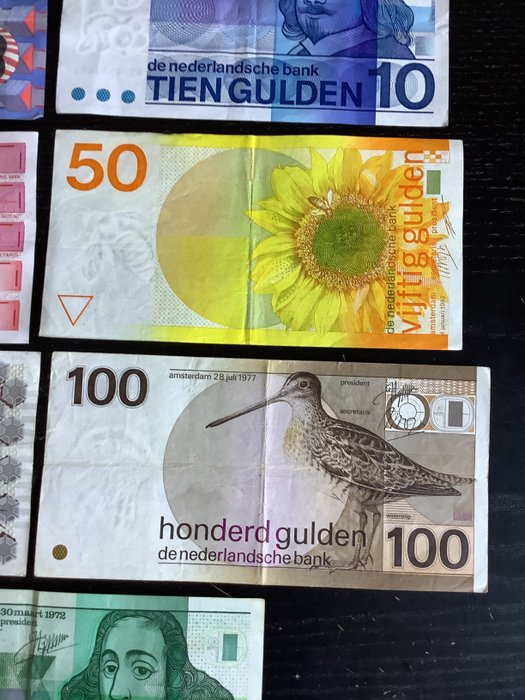 Holland. - 9 banknotes - including 1000 gulden 1972 - various dates  (Ingen mindstepris)