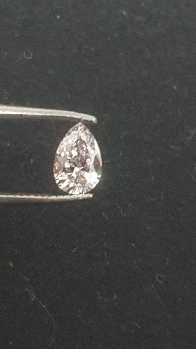 1 pcs Diamant  (Naturfarvet)  - 0.22 ct - Pære - Light Lyserød - I1 - Antwerp Laboratory for Gemstone Testing (ALGT)