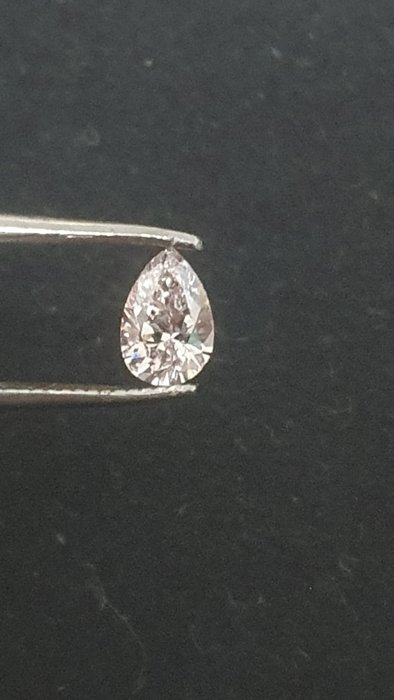 1 pcs Diamant  (Naturfarvet)  - 0.22 ct - Pære - Light Lyserød - I1 - Antwerp Laboratory for Gemstone Testing (ALGT)