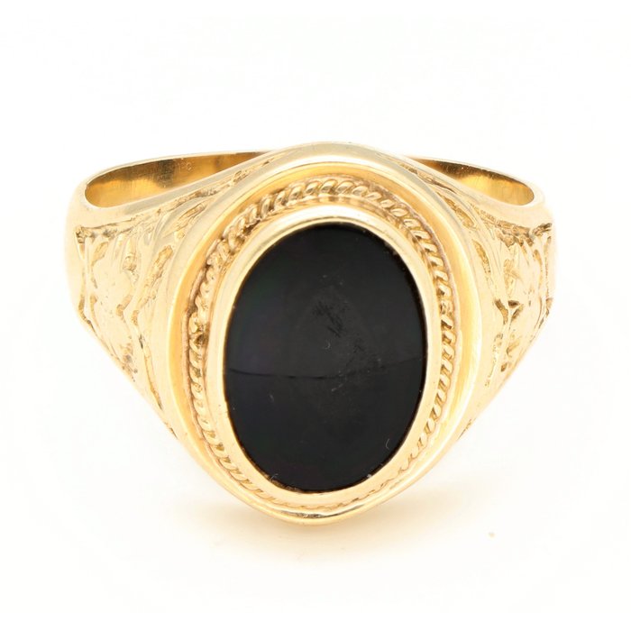 Ring - 14 karat Gulguld Onyx