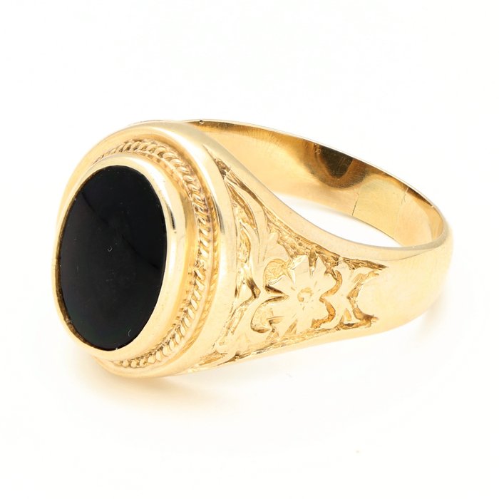 Ring - 14 karat Gulguld Onyx