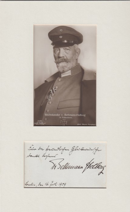 Reichskanzler Theobald von Bethmann Hollweg - Preußen - Deutschland - Eigenhändige Unterschrift - 1909