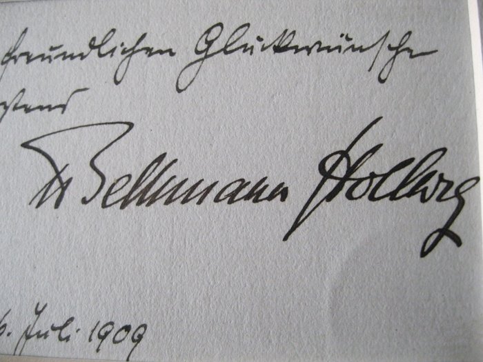 Reichskanzler Theobald von Bethmann Hollweg - Preußen - Deutschland - Eigenhändige Unterschrift - 1909