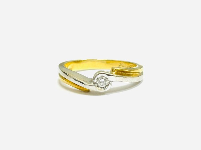 Ring - 18 kraat Gulguld Hvidguld -  015ct tw Diamant (Natur)  - Fremstillet i Italien