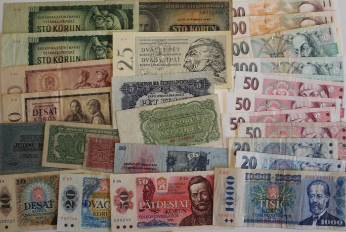 Tjeckiska republiken, Tjekkoslovakiet. - 27 banknotes - various dates  (Ingen mindstepris)