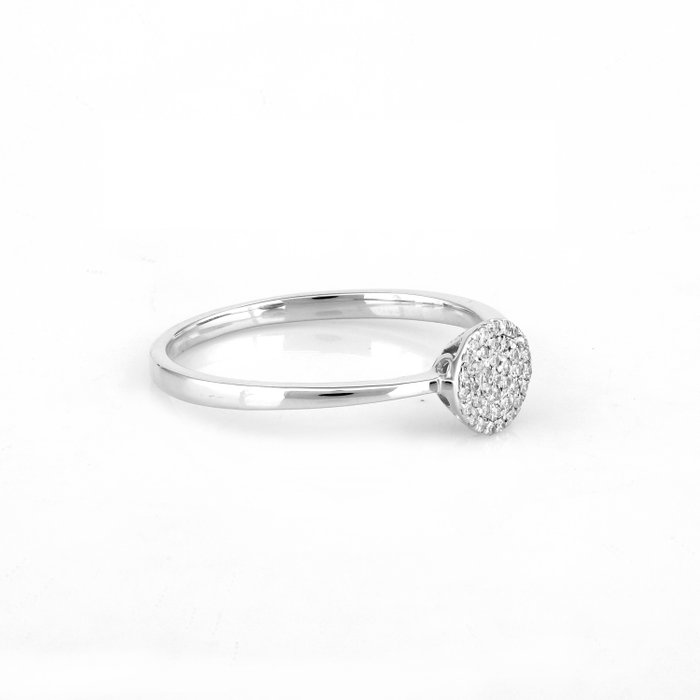 Ingen mindstepris - Ring - 14 karat Hvidguld -  0.08ct. tw. Diamant (Natur)