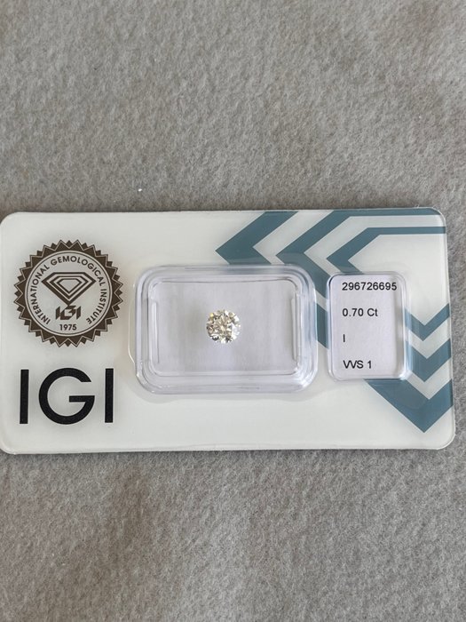 1 pcs Diamant  (Natur)  - 0.70 ct - Rund - I - VVS1 - International Gemological Institute (IGI)