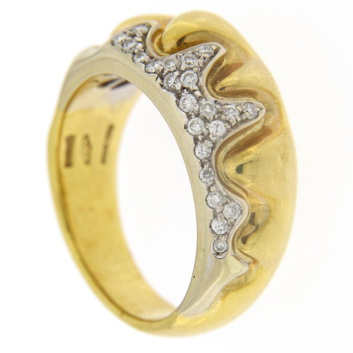 Handmade - Ring - 11.87g - 18 kraat Gulguld -  0.22ct. tw. - Diamant