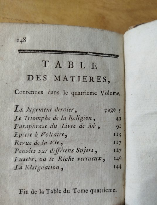 Edward Young - Œuvres complètes d'Young traduites de l’Anglois par M. Le Tourneur - 1796