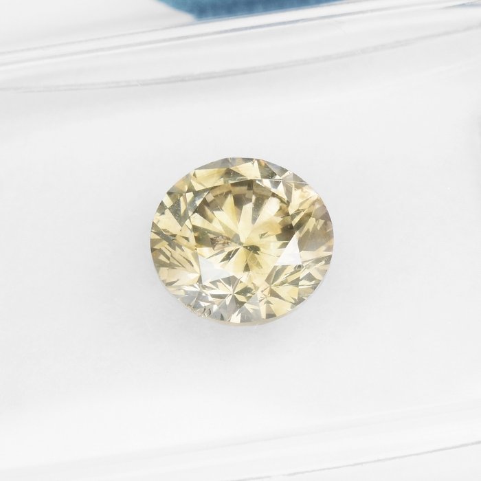 1 pcs Diamant  (Natur)  - 1.06 ct - Rund - I1 - International Gemological Institute (IGI) - fancy lys brunlig gul